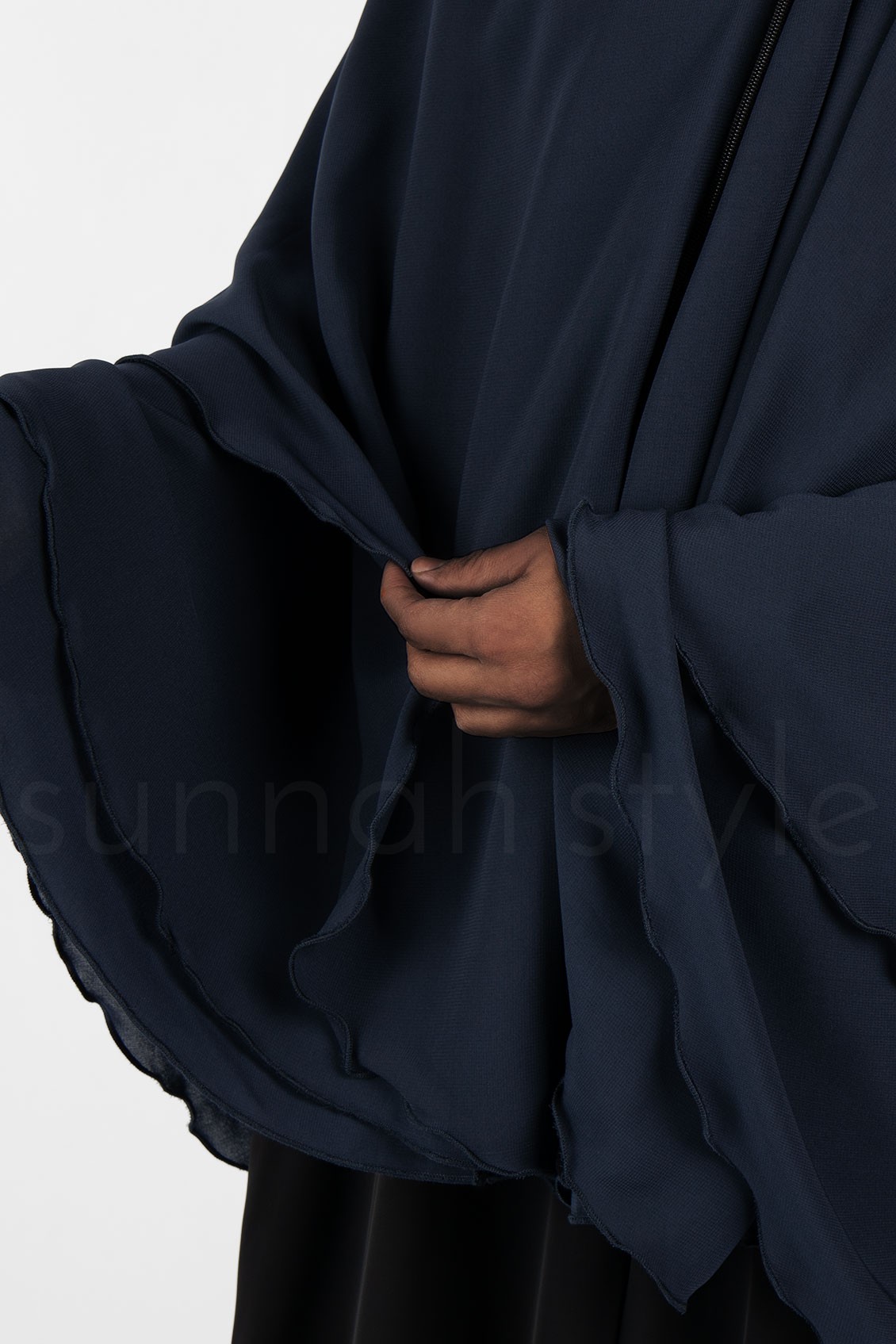 Sunnah Style 3-Layer Yemeni Khimar Navy Blue